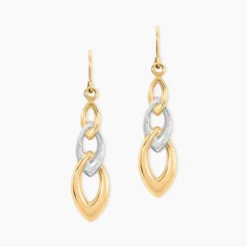 Boucles D'Oreilles Pendantes Pentti Or Bicolore