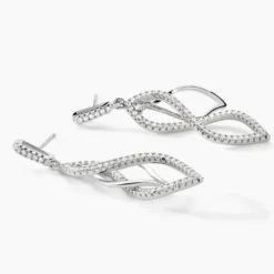 Boucles D'oreilles Pendantes Malika Argent Blanc Oxyde De Zirconium