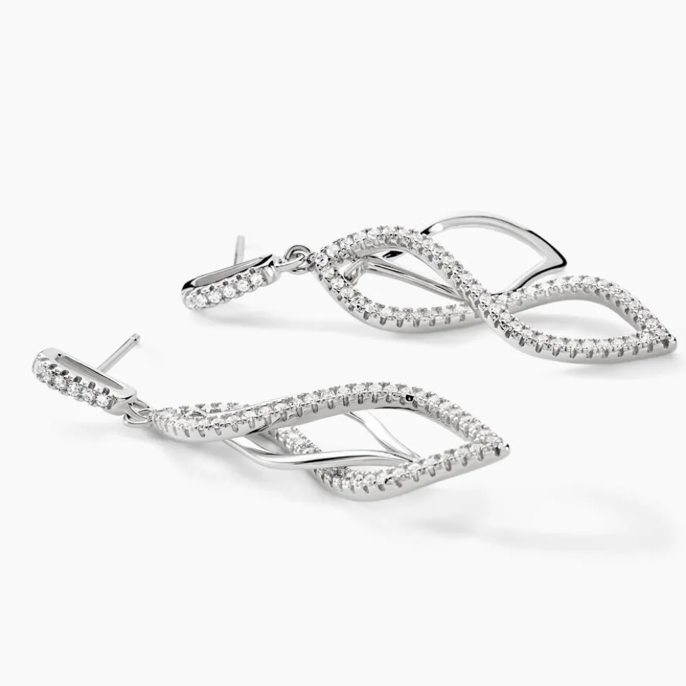 Boucles D'oreilles Pendantes Malika Argent Blanc Oxyde De Zirconium
