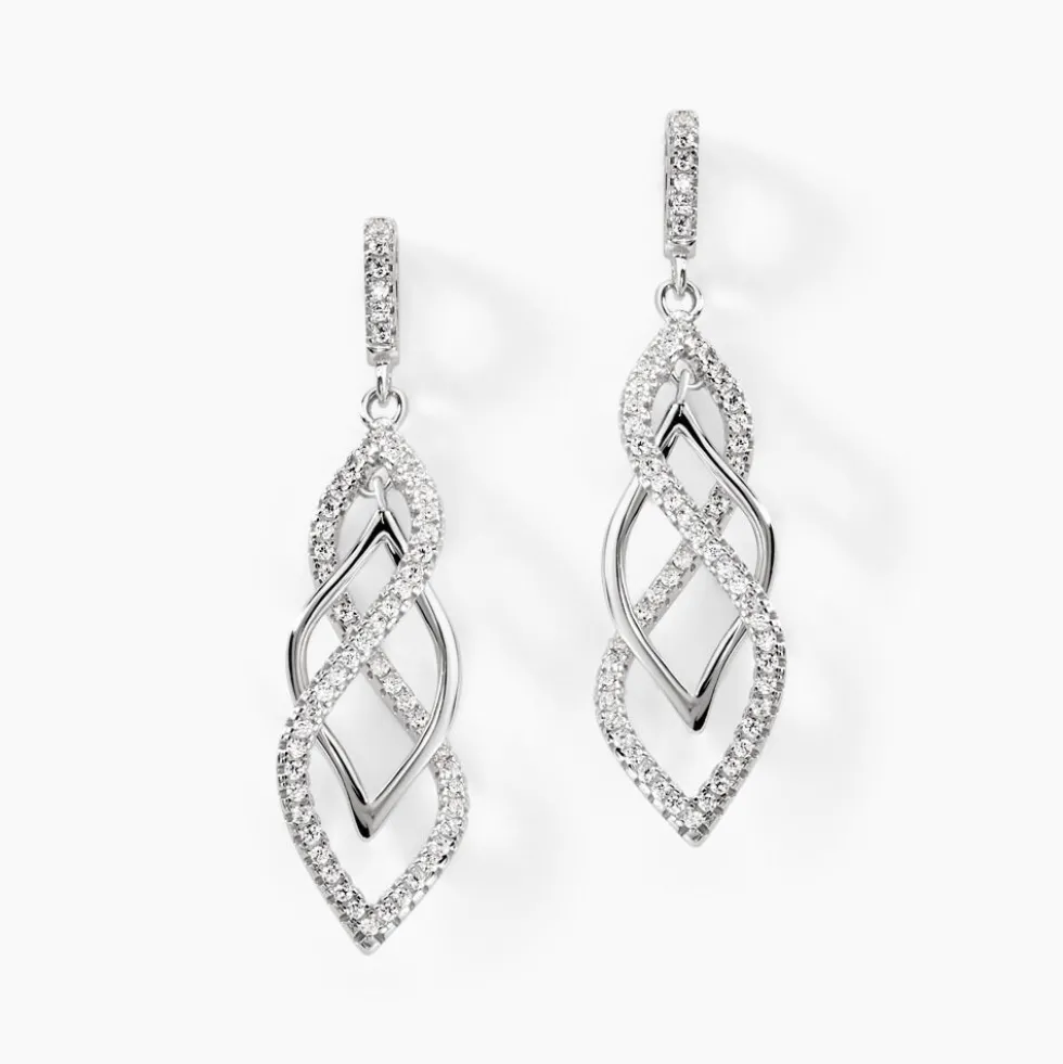 Boucles D'oreilles Pendantes Malika Argent Blanc Oxyde De Zirconium