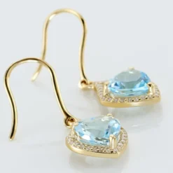 Boucles D'oreilles Pendantes Rosaline Or Jaune Topaze Et Oxyde