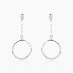 Boucles D'oreilles Pendantes Amma Argent Blanc Oxyde De Zirconium