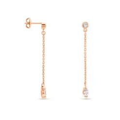 Boucles D'oreilles Pendantes Kenta Argent Rose Oxyde De Zirconium