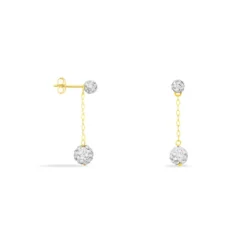 Boucles D'oreilles Pendantes Athena Or Jaune Strass