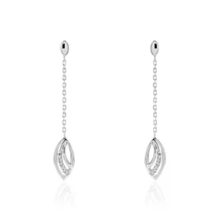 Boucles D'oreilles Pendantes Or Blanc Aatami Diamants