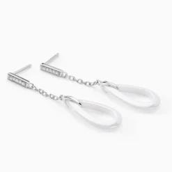 Boucles D'oreilles Pendantes Peer Argent Blanc Oxyde De Zirconium