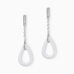 Boucles D'oreilles Pendantes Peer Argent Blanc Oxyde De Zirconium