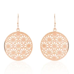 Boucles D'oreilles Pendantes Lace Acier Rose