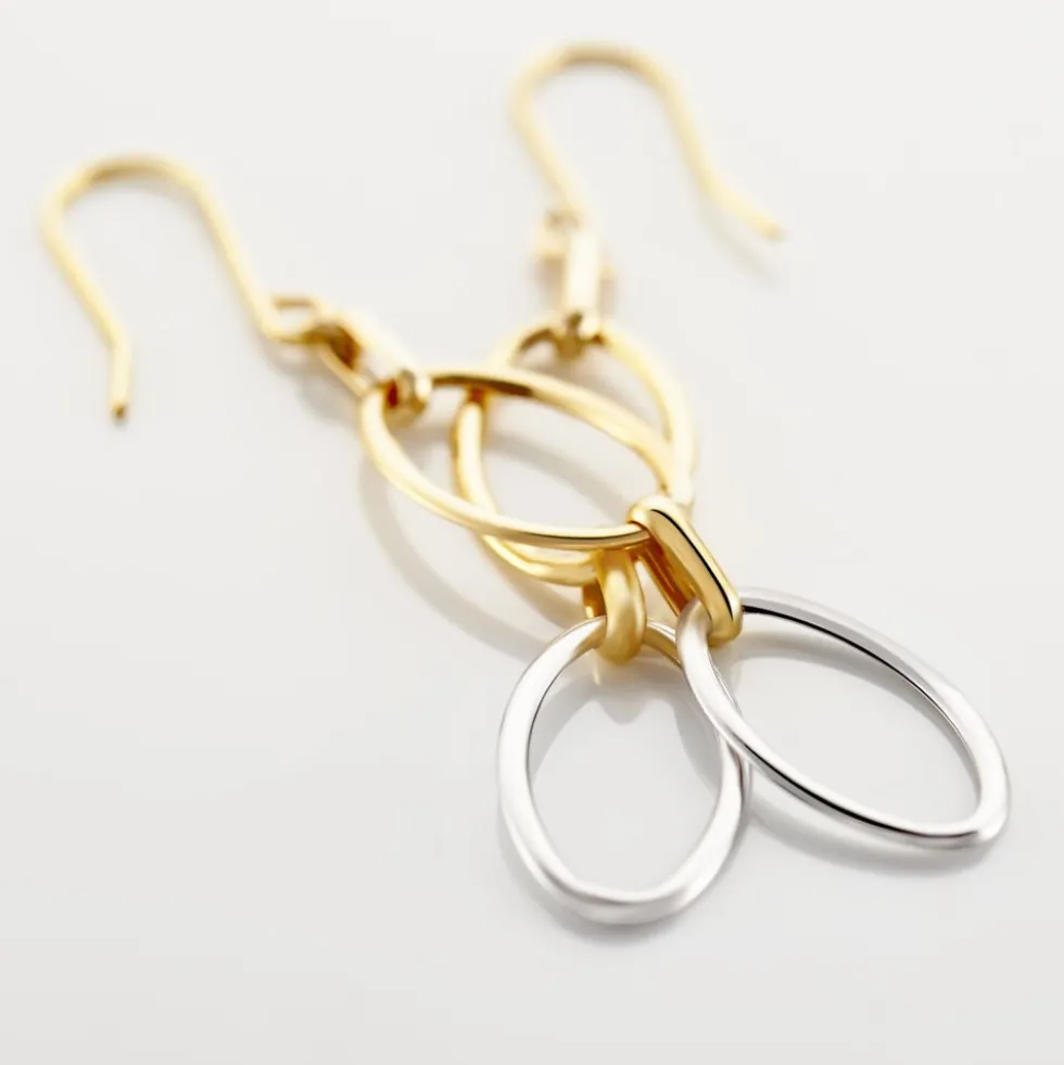 Boucles D'oreilles Pendantes Lucia Or Bicolore