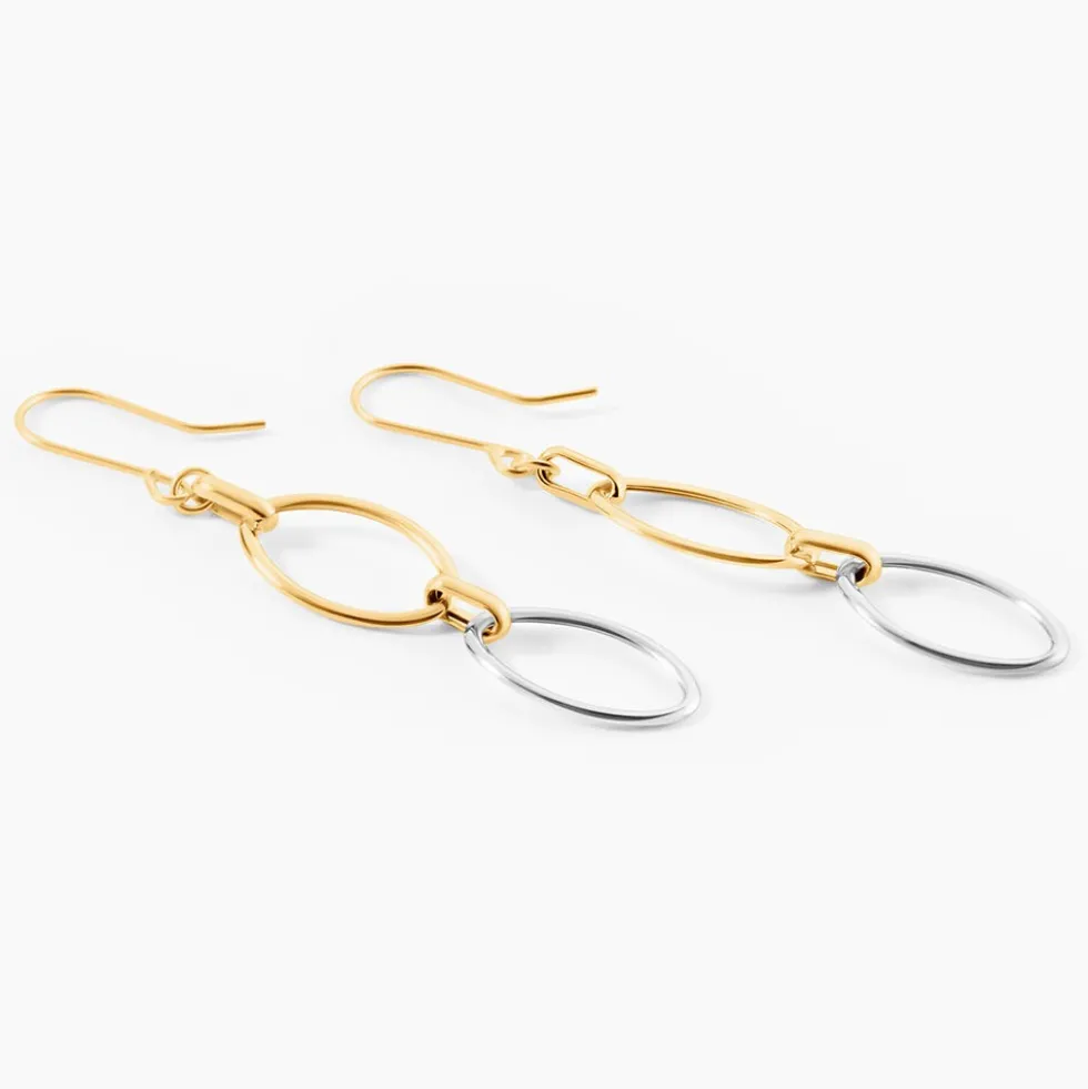 Boucles D'oreilles Pendantes Lucia Or Bicolore