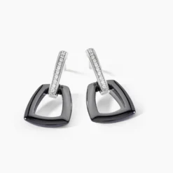 Boucles D'oreilles Pendantes Ezra Argent Blanc Céramique Et Oxyde