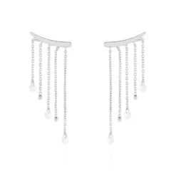 Boucles D'oreilles Pendantes Cainan Argent Blanc Oxyde De Zirconium