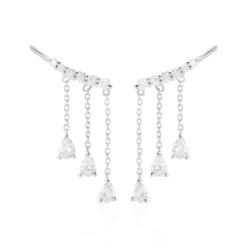 Boucles D'oreilles Pendantes Rilla Argent Blanc Oxyde De Zirconium