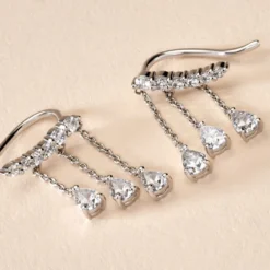 Boucles D'oreilles Pendantes Rilla Argent Blanc Oxyde De Zirconium