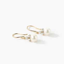 Boucles D'oreilles Pendantes Taissia Or Jaune Perle De Culture