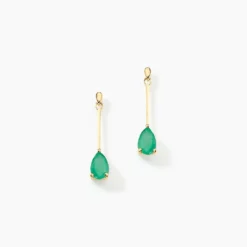 Boucles D'oreilles Pendantes Pluie D'Eclat Or Jaune Emeraude