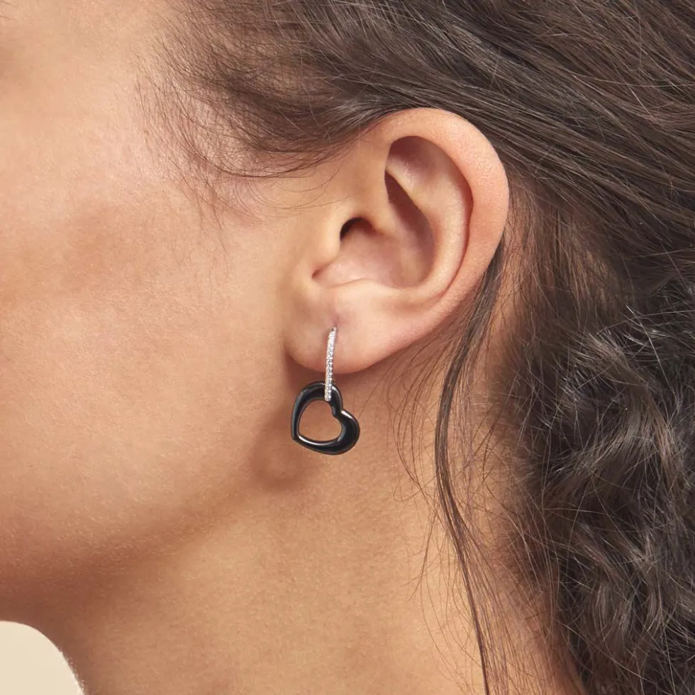 Boucles D'oreilles Pendantes Elodie Argent Blanc Oxyde Et Céramique