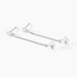 Boucles D'oreilles Pendantes Regane Or Blanc Oxyde De Zirconium