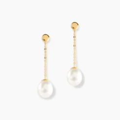 Boucles D'oreilles Pendantes Valera Or Jaune Perle De Culture