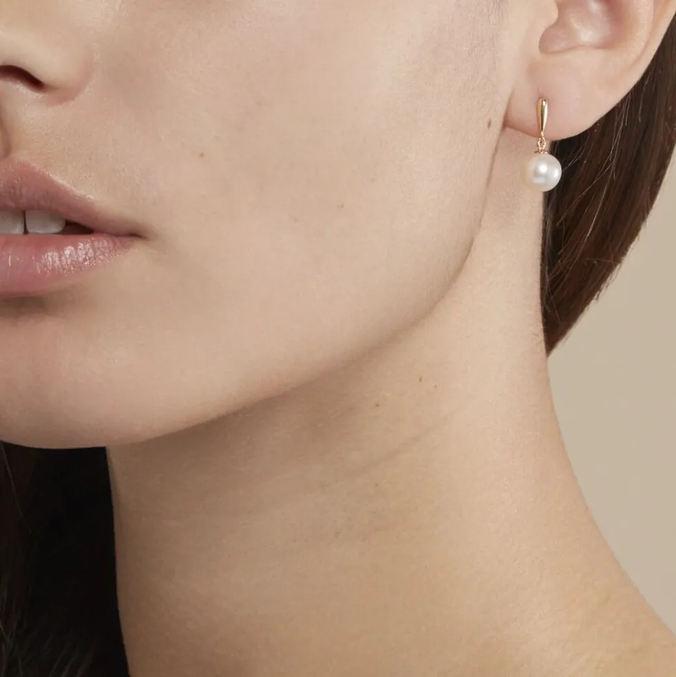 Boucles D'oreilles Pendantes Sibylle Or Jaune Perle De Culture