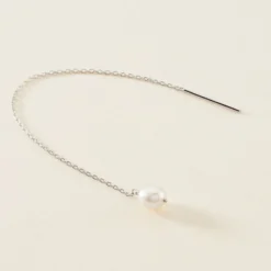 Boucles D'oreilles Pendantes Garance Argent Blanc Perle De Culture
