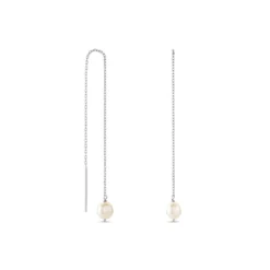 Boucles D'oreilles Pendantes Garance Argent Blanc Perle De Culture