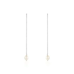 Boucles D'oreilles Pendantes Garance Argent Blanc Perle De Culture