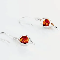 Boucles D'oreilles Pendantes Hilarionne Argent Blanc Ambre