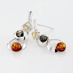 Boucles D'oreilles Pendantes Agneta Argent Blanc Ambre