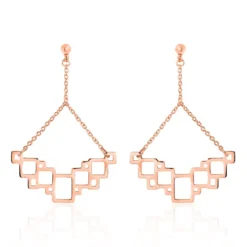 Boucles D'oreilles Pendantes Crispine Acier Rose