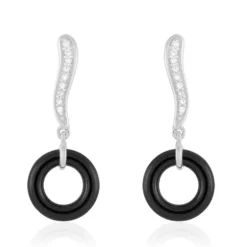 Boucles D'oreilles Pendantes Delphinia Argent Blanc Oxyde De Zirconium