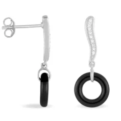 Boucles D'oreilles Pendantes Delphinia Argent Blanc Oxyde De Zirconium