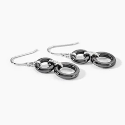 Boucles D'oreilles Pendantes Narcissa Argent Blanc Céramique Et Oxyde