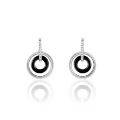 Boucles D'oreilles Pendantes Ina Argent Blanc Céramique Et Oxyde