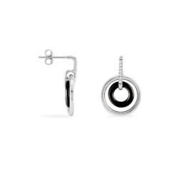Boucles D'oreilles Pendantes Ina Argent Blanc Céramique Et Oxyde