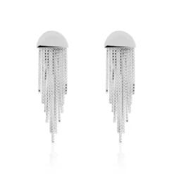 Boucles D'oreilles Pendantes Macie Argent Blanc
