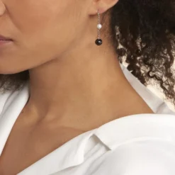 Boucles D'oreilles Pendantes Lucia Cera Argent Blanc Perle De Culture