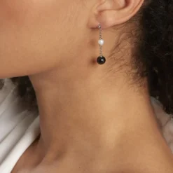 Boucles D'oreilles Pendantes Lucia Cera Argent Blanc Perle De Culture