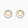 Boucles D'oreilles Pendantes Berangere Double Cercles Or Bicolore