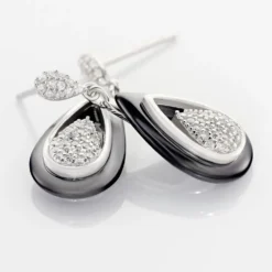 Boucles D'oreilles Pendantes Marina Cera Argent Céramique Et Oxyde
