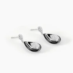 Boucles D'oreilles Pendantes Marina Cera Argent Céramique Et Oxyde