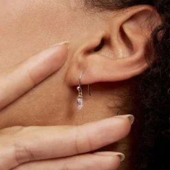 Boucles D'oreilles Pendantes Argent Blanc Sopher Oxydes De Zirconium