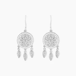 Boucles D'oreilles Pendantes Nemetona Argent Blanc Oxyde