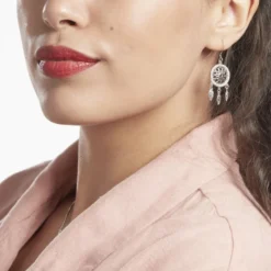 Boucles D'oreilles Pendantes Nemetona Argent Blanc Oxyde