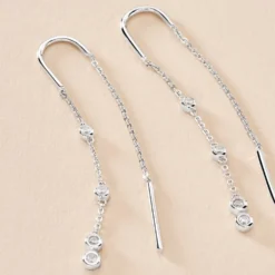 Boucles D'oreilles Pendantes Mascaret Argent Blanc Oxyde De Zirconium