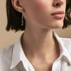 Boucles D'oreilles Pendantes Mascaret Argent Blanc Oxyde De Zirconium