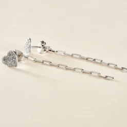 Boucles D'oreilles Pendantes Etincelante Argent Blanc
