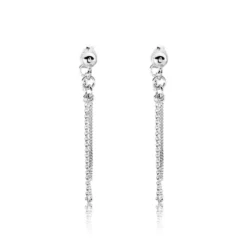 Boucles D'oreilles Pendantes Argent Blanc Novia