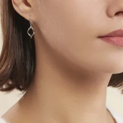 Boucles D'oreilles Pendantes Louison Argent Blanc