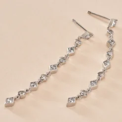 Boucles D'oreilles Pendantes Mascaret Argent Blanc Oxyde De Zirconium
